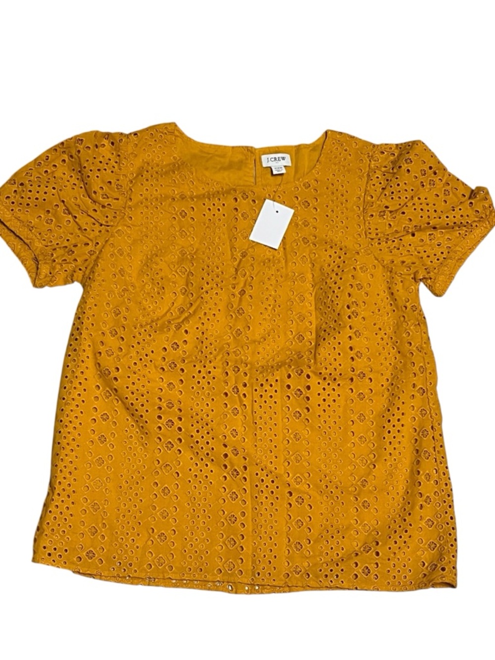 J. Crew Mustard Eyelet Short Sleeve Blouse